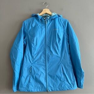Eddie Bauer Weatheredge Jacket Womens Nylon Hooded Waterproof Coat Blue Sz Small